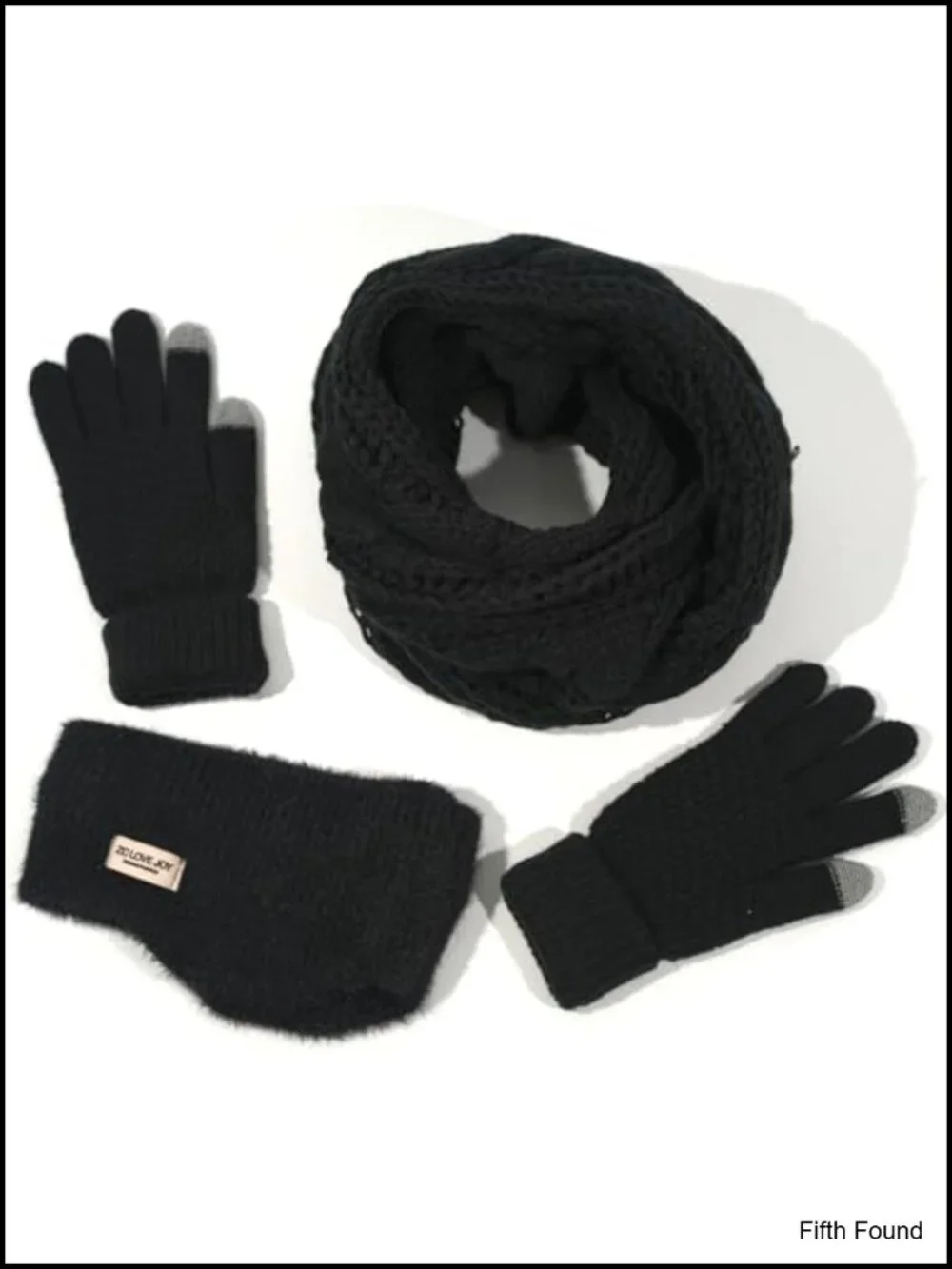 Womens Winter Infinity Scarf Ear Muffs Touchscreen Gloves 3pc Set Acrylic